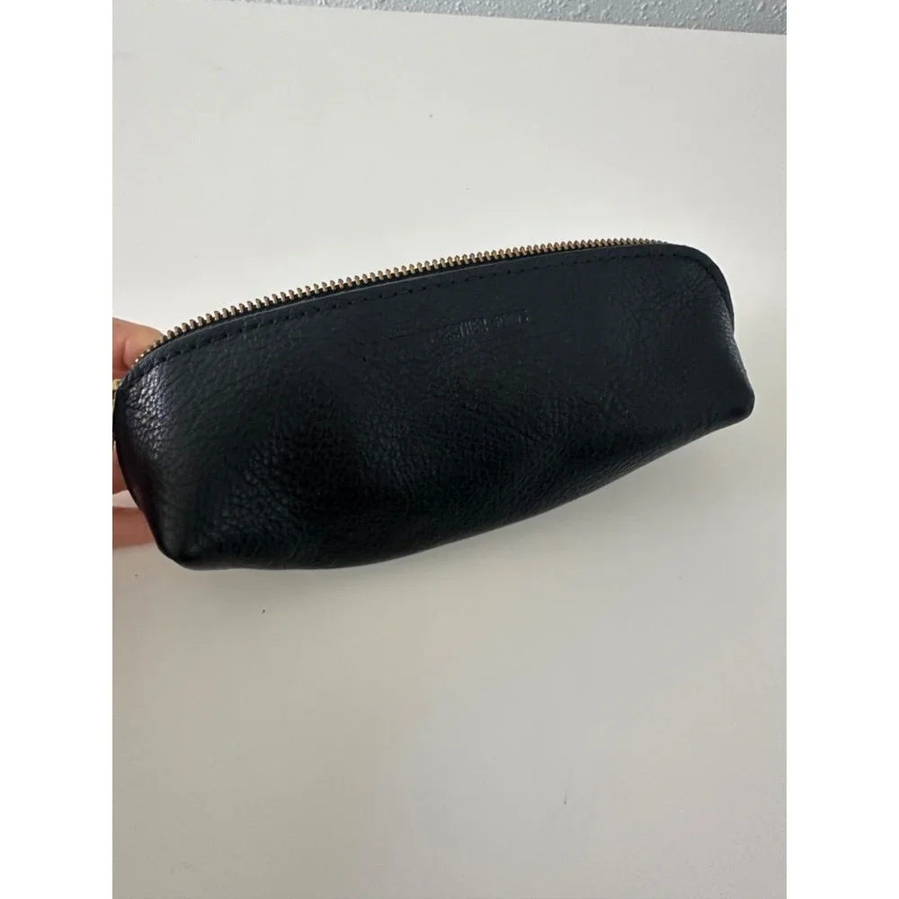 Portland Leather Goods Black Case Pouch Zipper Pencil Makeup Small